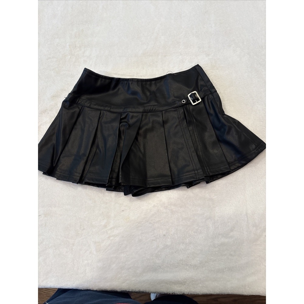 French Kiss Girls Faux Leather, Size M, Black Mini Skirt